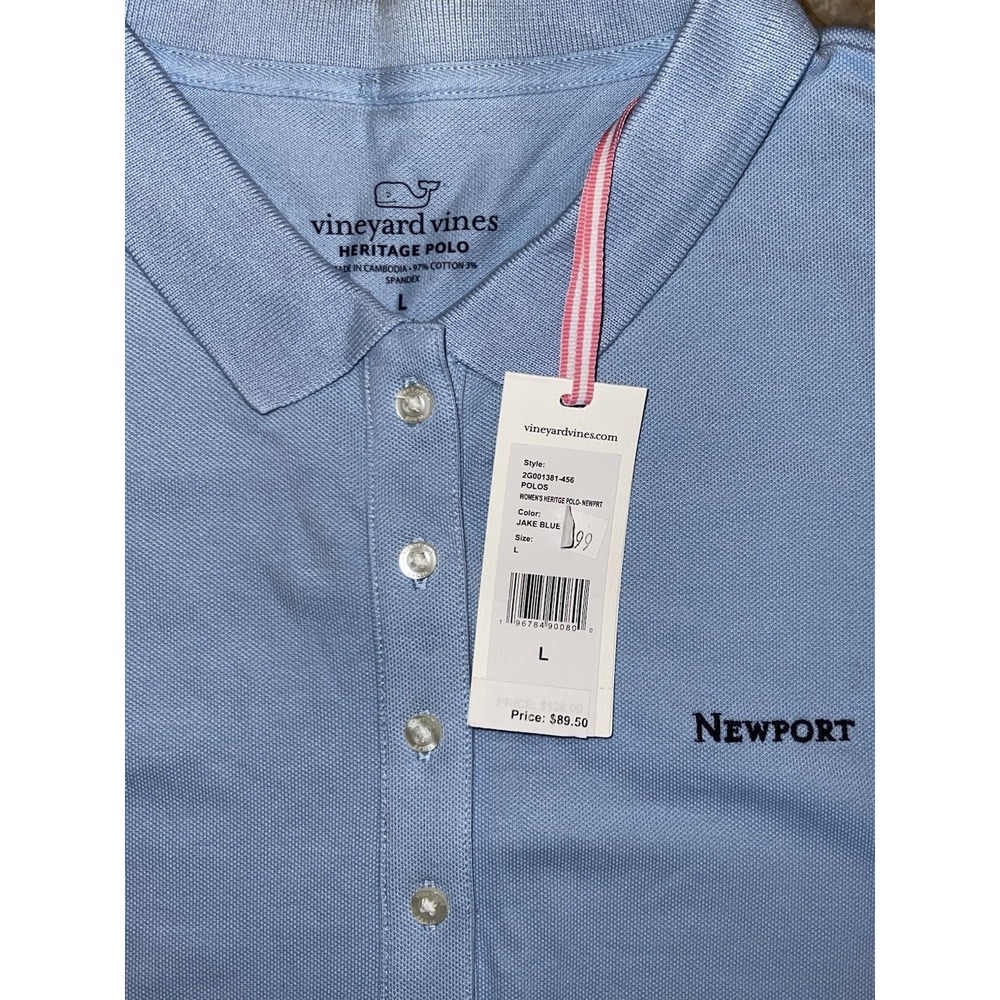 NEW VINEYARD VINES WOMENS HERITAGE Newport POLO SHIRT JAKE BLUE Large - Picture 3 of 4